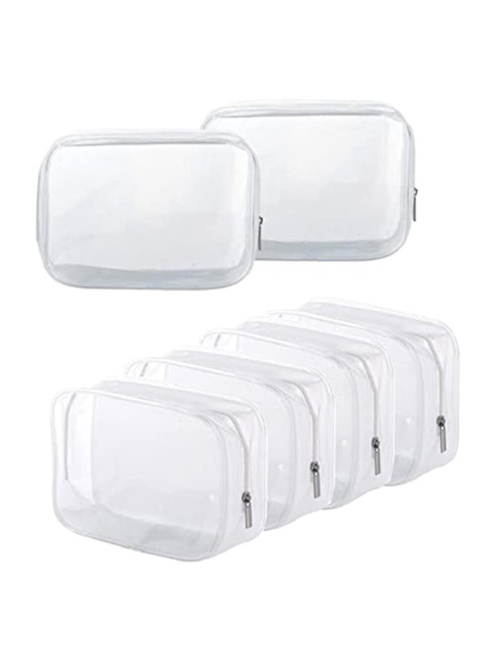 Clear Travel Toiletry Bags 6 Pack Zipper Pouches TSA Approved Cosmetic Organizer